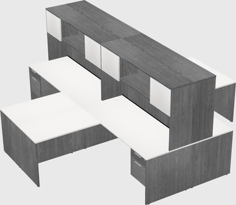 Quad l-shaped office desks