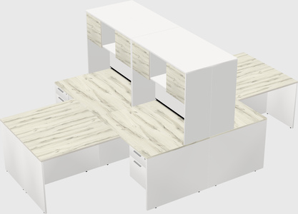 Quad l-shaped office desks