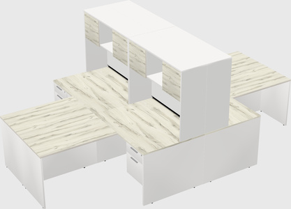 Quad l-shaped office desks