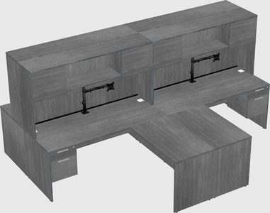 Quad l-shaped office desks