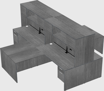 Quad l-shaped office desks