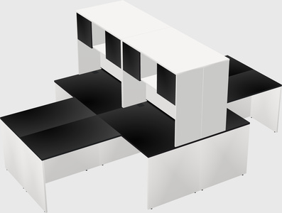 Quad l-shaped office desks