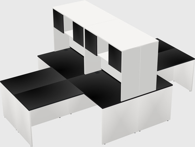 Quad l-shaped office desks