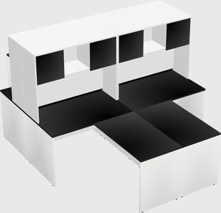 Quad l-shaped office desks
