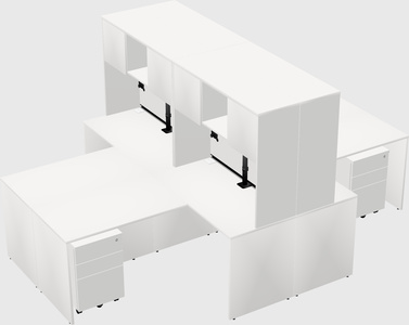 Quad l-shaped office desks
