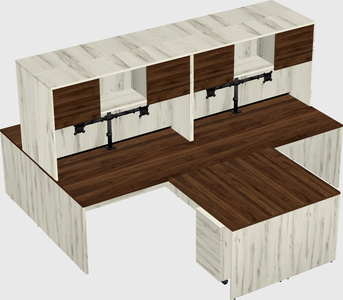 Quad l-shaped office desks