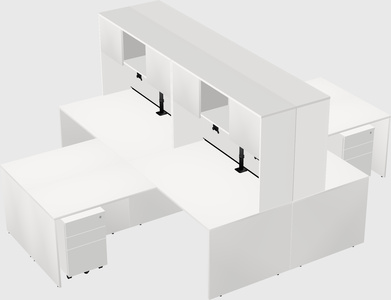 Quad l-shaped office desks
