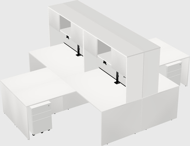 Quad l-shaped office desks