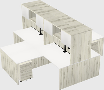 Quad l-shaped office desks