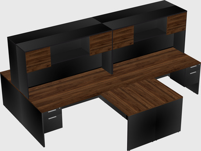 Quad l-shaped office desks