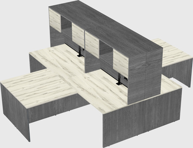 Quad l-shaped office desks