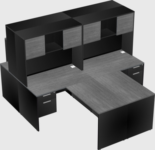 Quad l-shaped office desks
