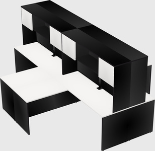 Quad l-shaped office desks