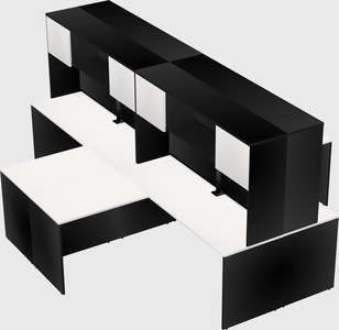 Quad l-shaped office desks