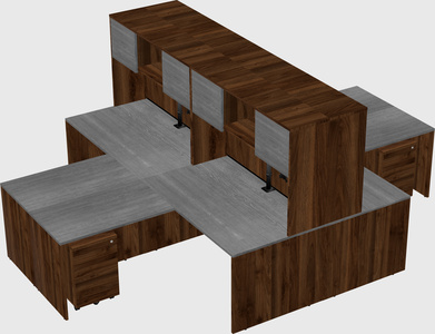 Quad l-shaped office desks