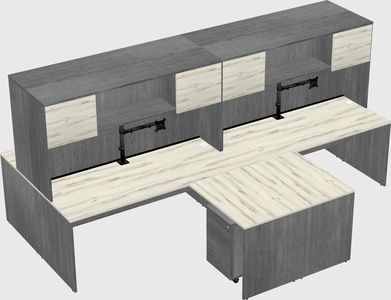 Quad l-shaped office desks