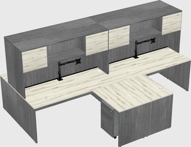 Quad l-shaped office desks