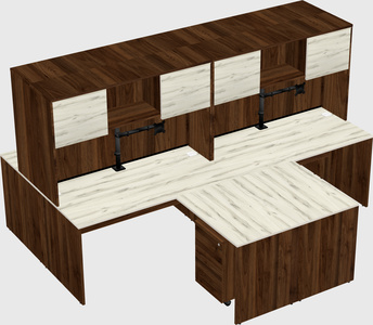 Quad l-shaped office desks