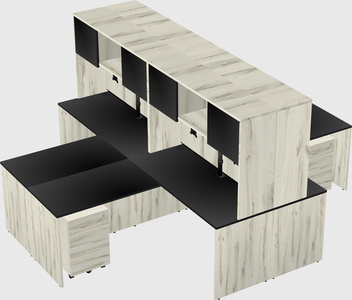 Quad l-shaped office desks