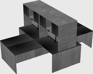 Quad l-shaped office desks