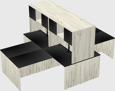 Quad l-shaped office desks
