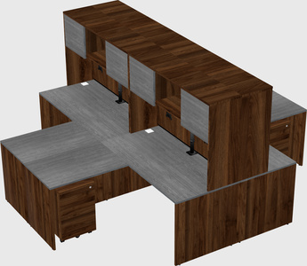 Quad l-shaped office desks