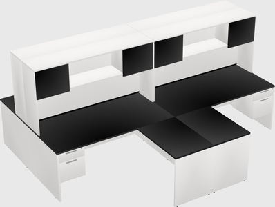Quad l-shaped office desks