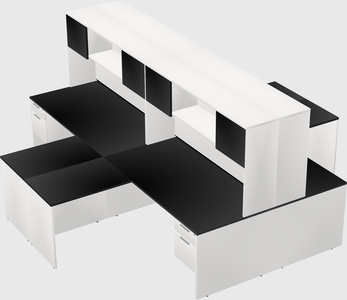 Quad l-shaped office desks