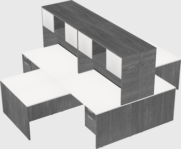 Quad l-shaped office desks