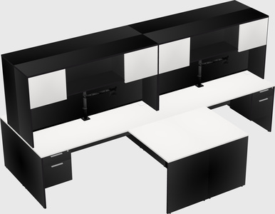 Quad l-shaped office desks