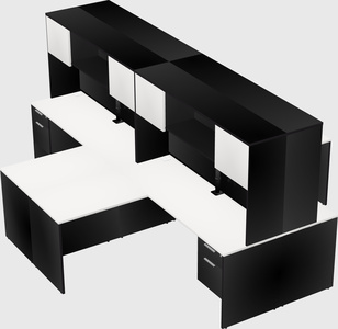 Quad l-shaped office desks