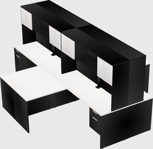 Quad l-shaped office desks