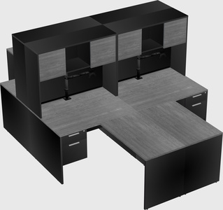 Quad l-shaped office desks