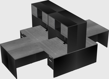 Quad l-shaped office desks