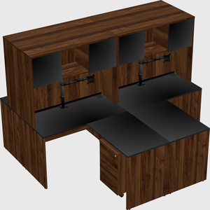 Quad l-shaped office desks