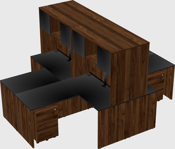 Quad l-shaped office desks