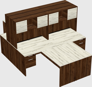 Quad l-shaped office desks