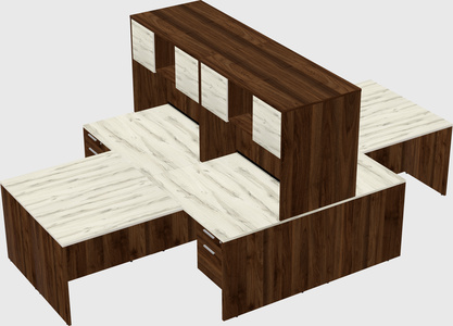 Quad l-shaped office desks