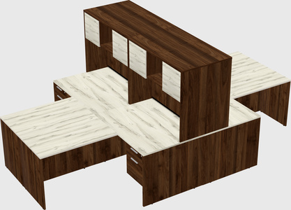Quad l-shaped office desks
