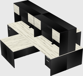 Quad l-shaped office desks