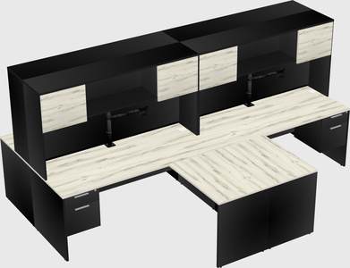 Quad l-shaped office desks