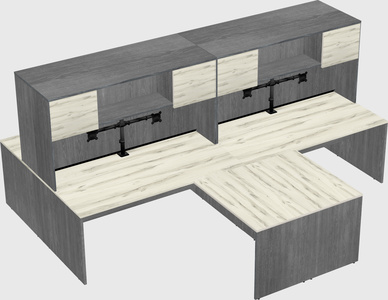 Quad l-shaped office desks