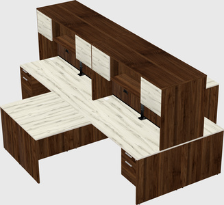 Quad l-shaped office desks