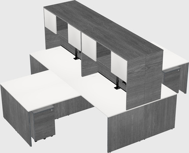 Quad l-shaped office desks