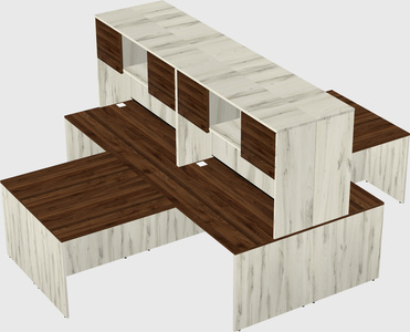 Quad l-shaped office desks