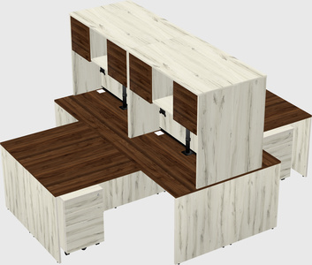 Quad l-shaped office desks