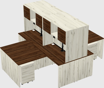 Quad l-shaped office desks