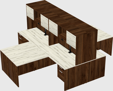 Quad l-shaped office desks