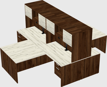 Quad l-shaped office desks