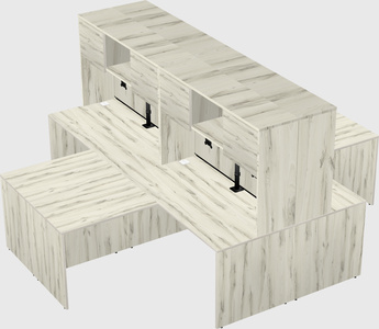 Quad l-shaped office desks